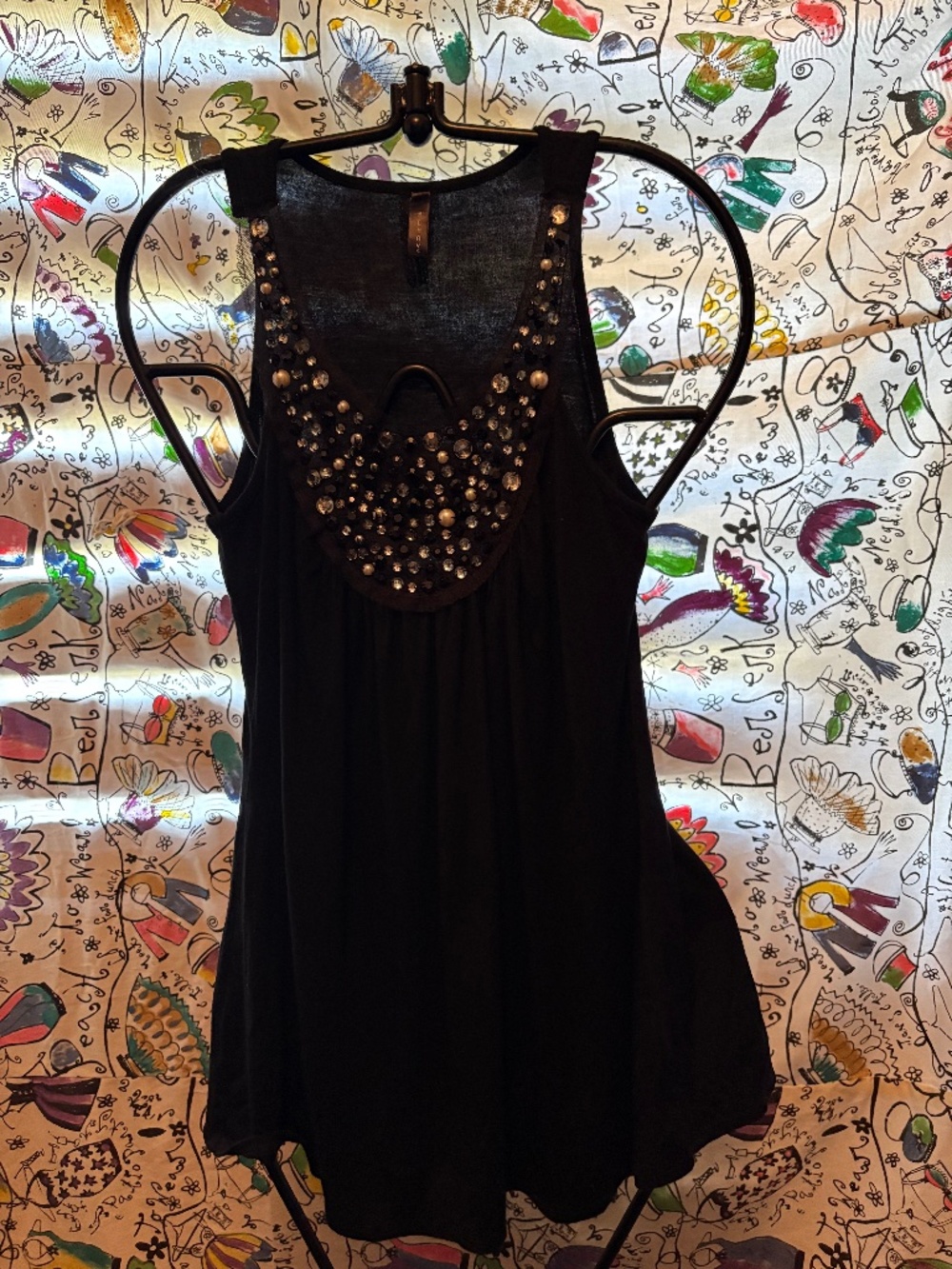 Beaded flare tank top